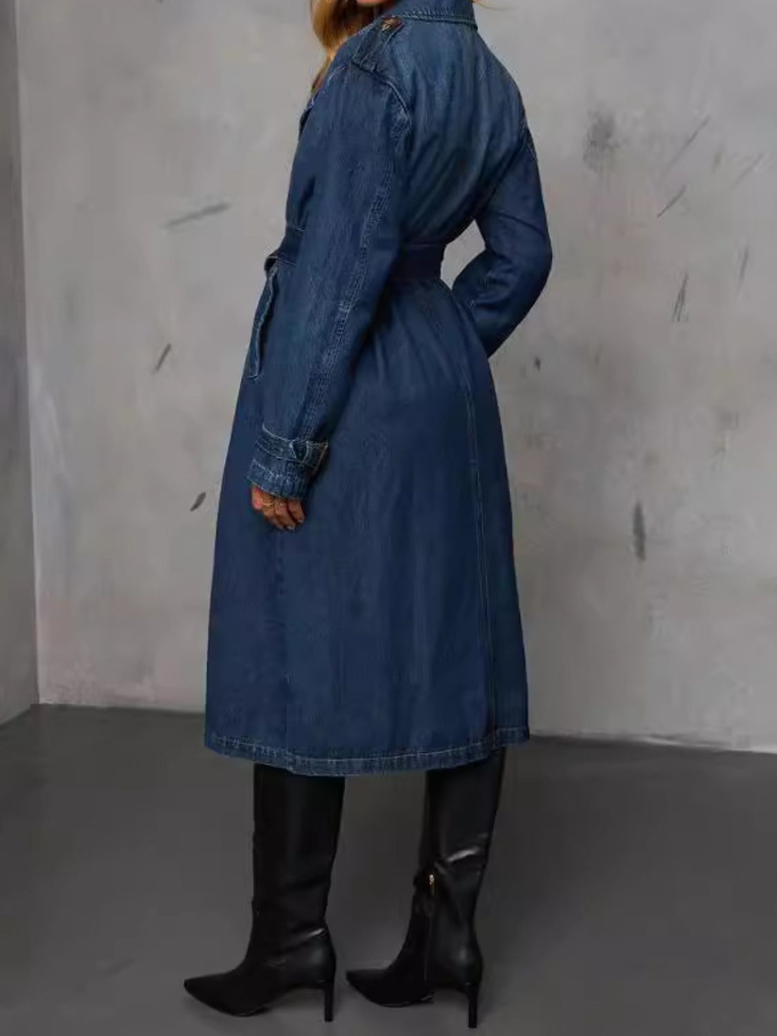Button Up Long Sleeve Longline Denim Jacket - They Go Fast!