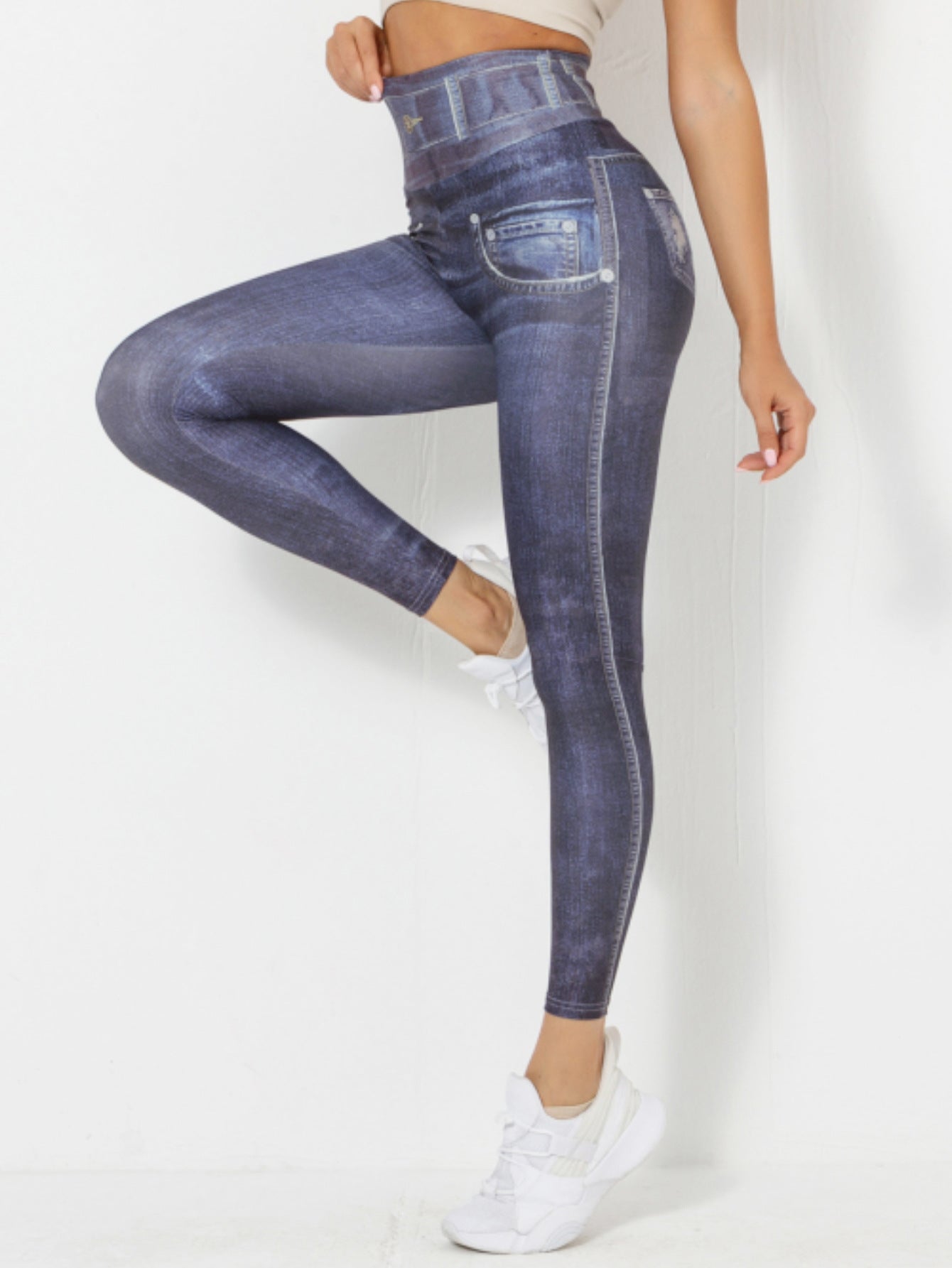 Denim-Look Sculpting Yoga Leggings