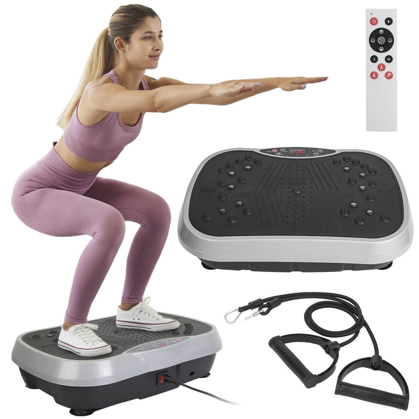 Vibration Plate Exercise Machine with Resistance Bands & Remote