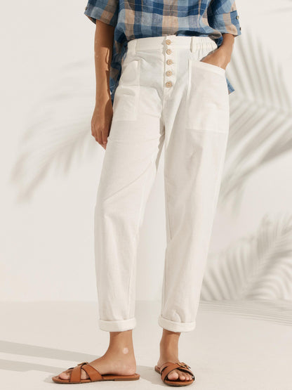 Linen Simple Button Fly Trousers HEIDI