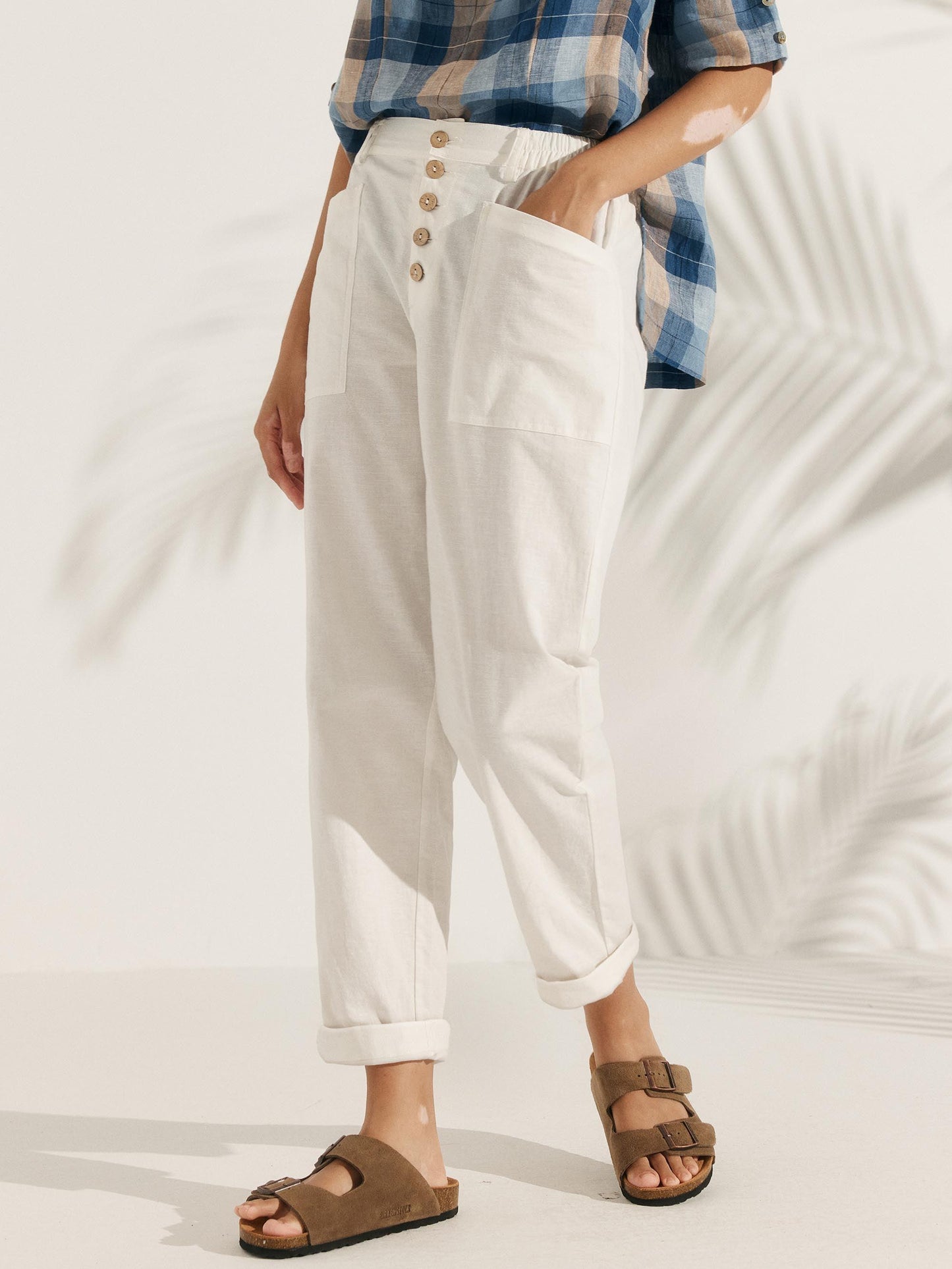 Linen Simple Button Fly Trousers HEIDI
