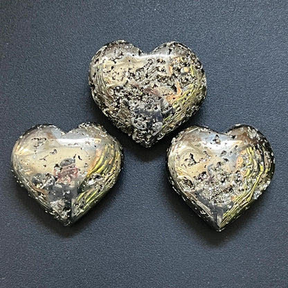 Iron Pyrite Druzy Crystal Heart – Polished Puffy Carving