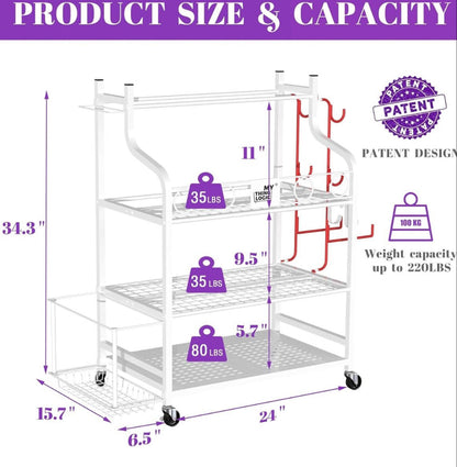 Home Gym Storage Rack – Yoga Mat, Dumbbells, Kettlebells & Bands Organizer