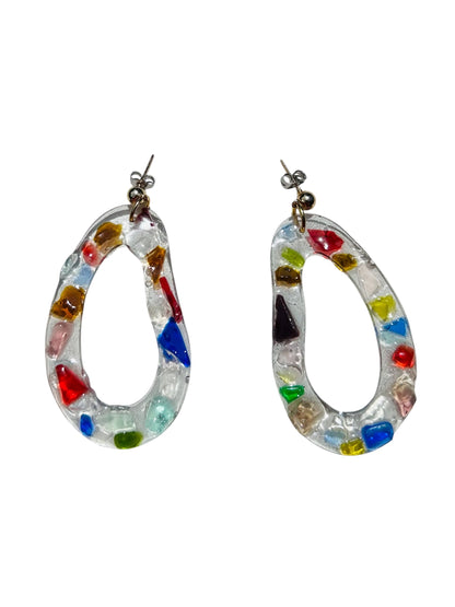 Handmade Michigan Recycled Glass Resin Hoops | Champagne Gold
