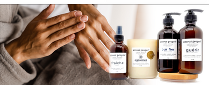 Amour Propre® LUX COLLECTION - Citrus and Rosemary Hand Soap, Hand Lotion, Soy Candle