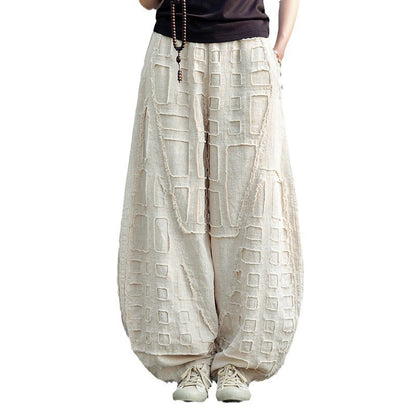 Raw-Edged Linen Meditation Bloomers – Natural Pants for Practice & Everyday Wear