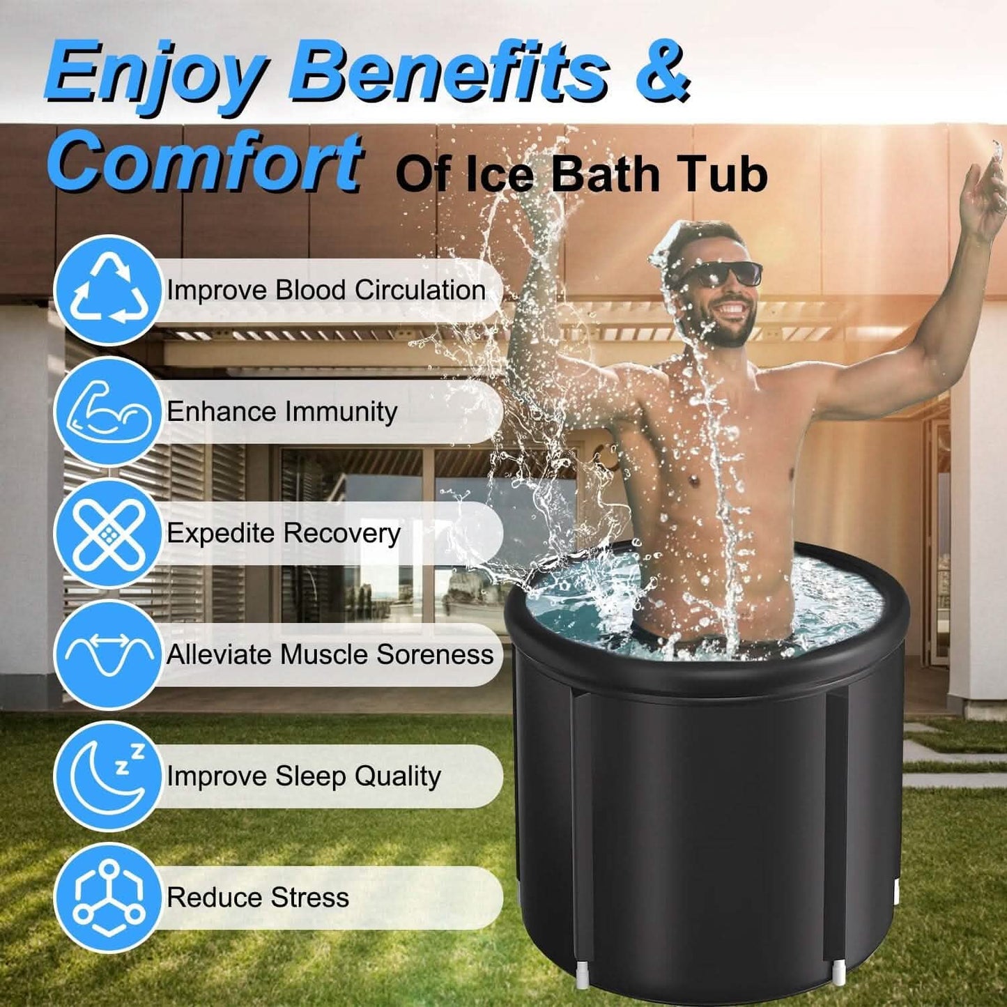 97-Gallon Large Ice Bath Tub with Cover