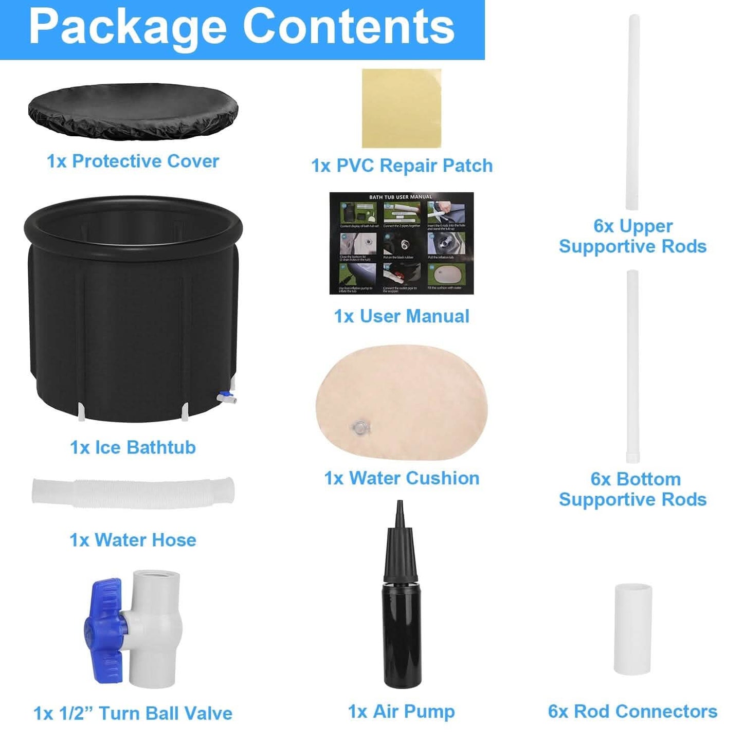 97-Gallon Large Ice Bath Tub with Cover