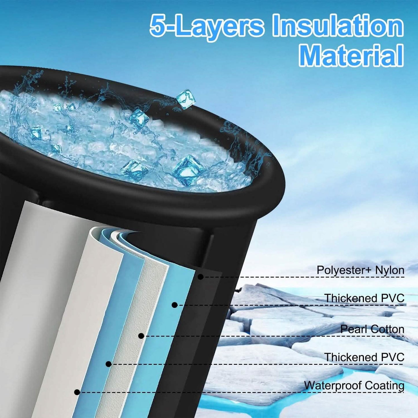 97-Gallon Large Ice Bath Tub with Cover