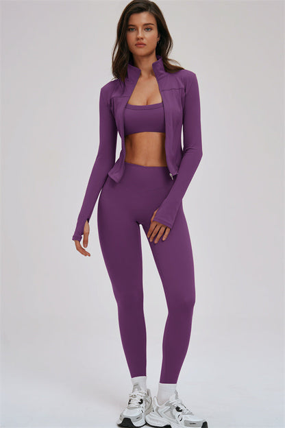The Kinetic Zip Jacket Sports Bra Leggings 3-Piece Set