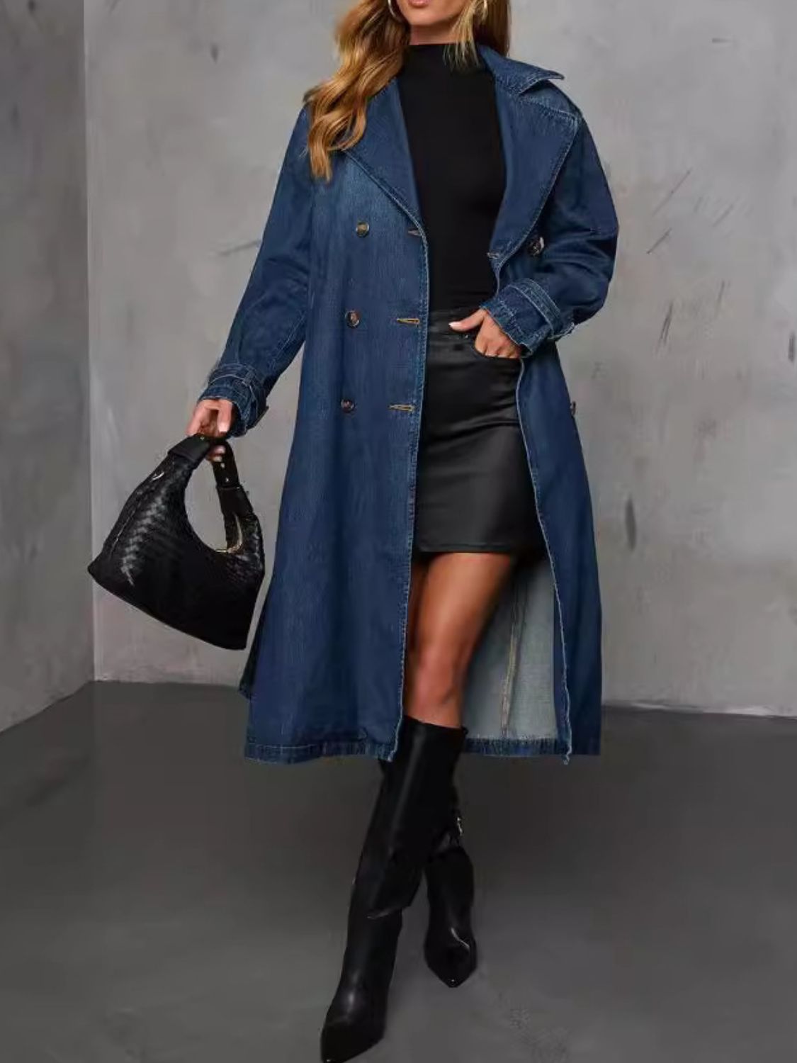 Button Up Long Sleeve Longline Denim Jacket - They Go Fast!