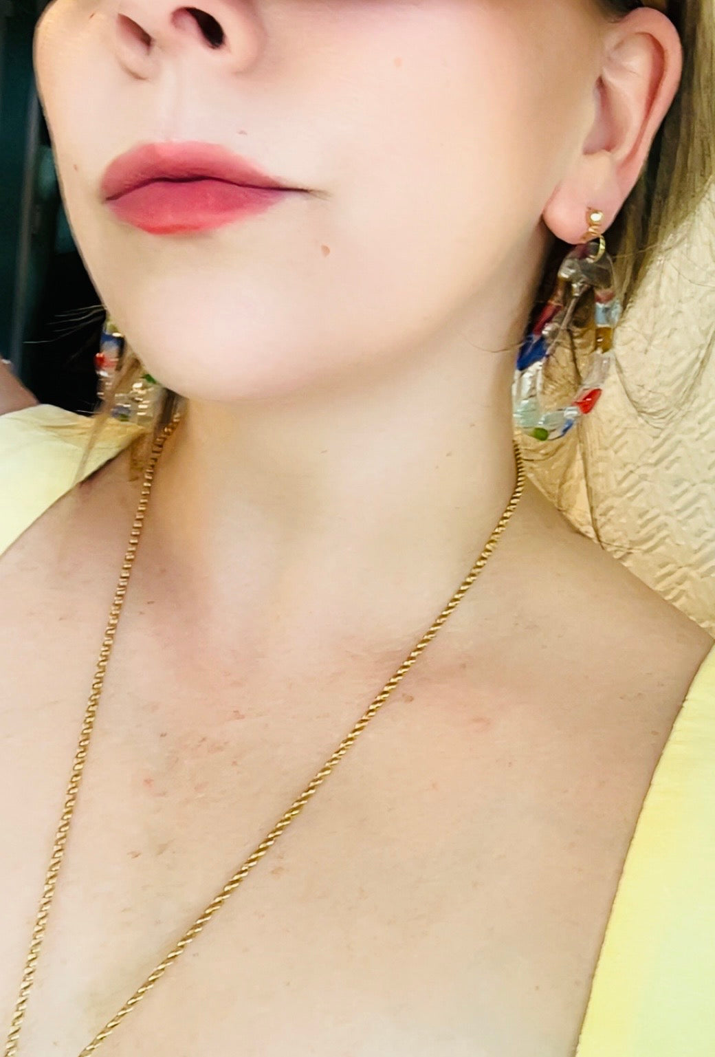 Handmade Michigan Recycled Glass Resin Hoops | Champagne Gold