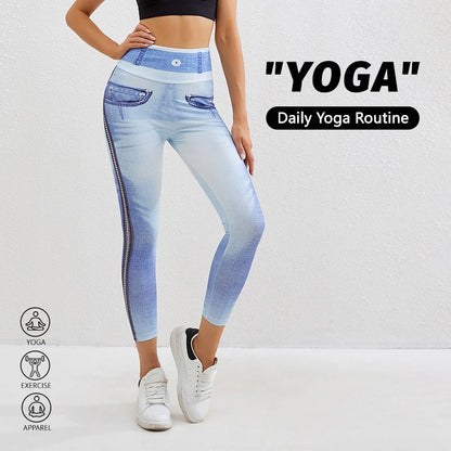 Denim-Look Sculpting Yoga Leggings