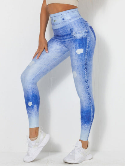 Denim-Look Sculpting Yoga Leggings