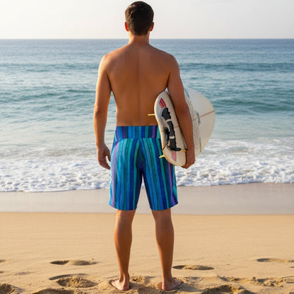 Men's Aqua Stripes Performance Board Shorts