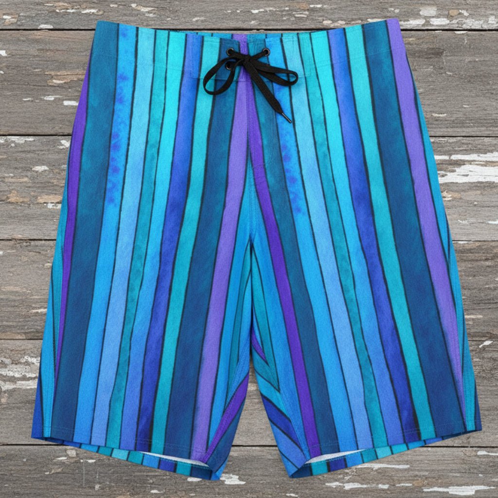 Men's Aqua Stripes Performance Board Shorts