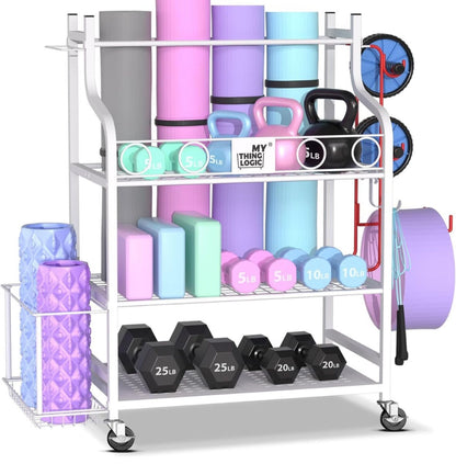 Home Gym Storage Rack – Yoga Mat, Dumbbells, Kettlebells & Bands Organizer