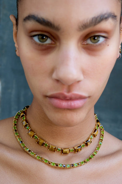 Genuine Tiger Eye & Poison Dart Tennis Necklace (Gold) — You're Worth It