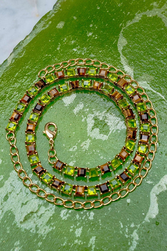 Genuine Tiger Eye & Poison Dart Tennis Necklace (Gold) — You're Worth It