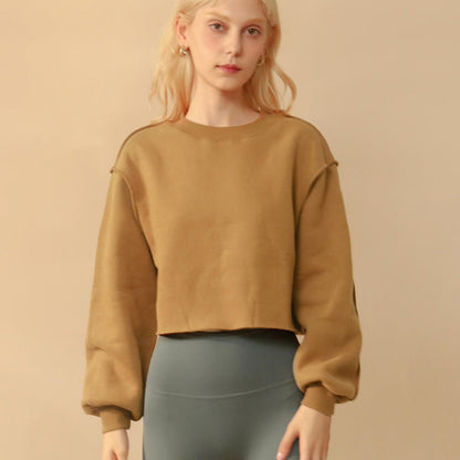 Fleece-Lined Cropped Sweatshirt – Women's Yoga & Fitness Top - Complete Your Meditation Wear