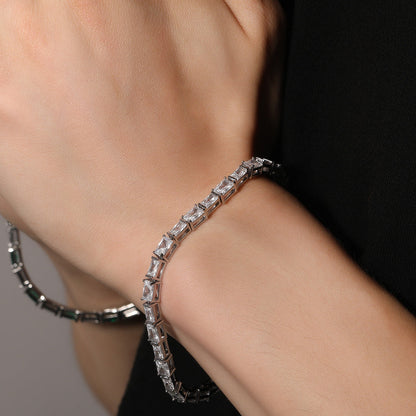 Zircon Encrusted Tennis Chain – Hip-Hop Silver & Emerald Green