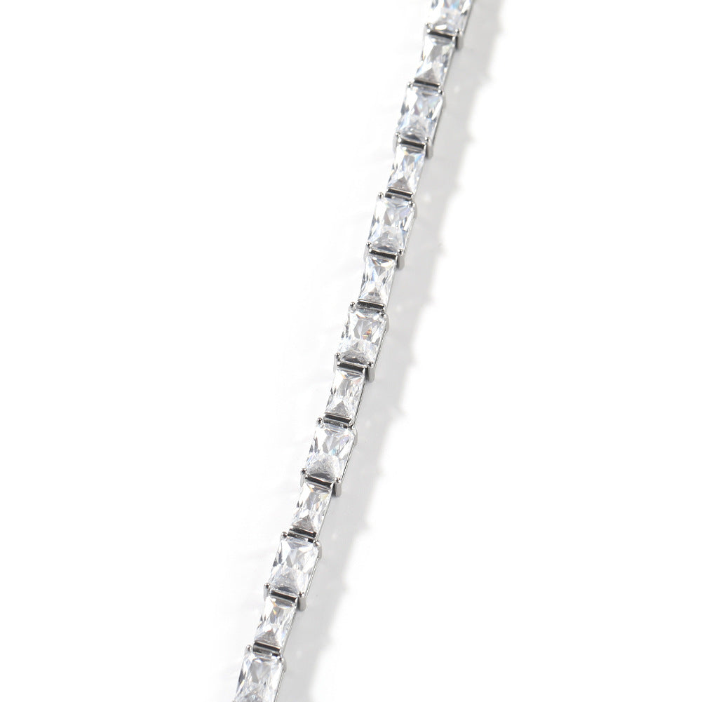 Zircon Encrusted Tennis Chain – Hip-Hop Silver & Emerald Green