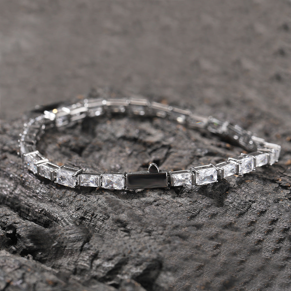 Zircon Encrusted Tennis Chain – Hip-Hop Silver & Emerald Green