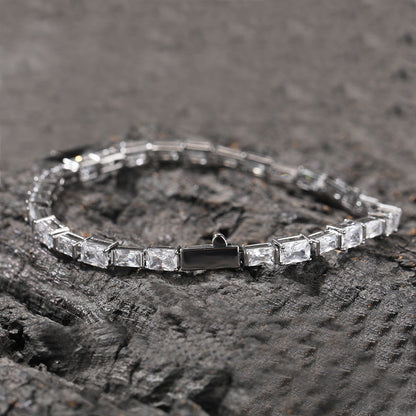Zircon Encrusted Tennis Chain – Hip-Hop Silver & Emerald Green