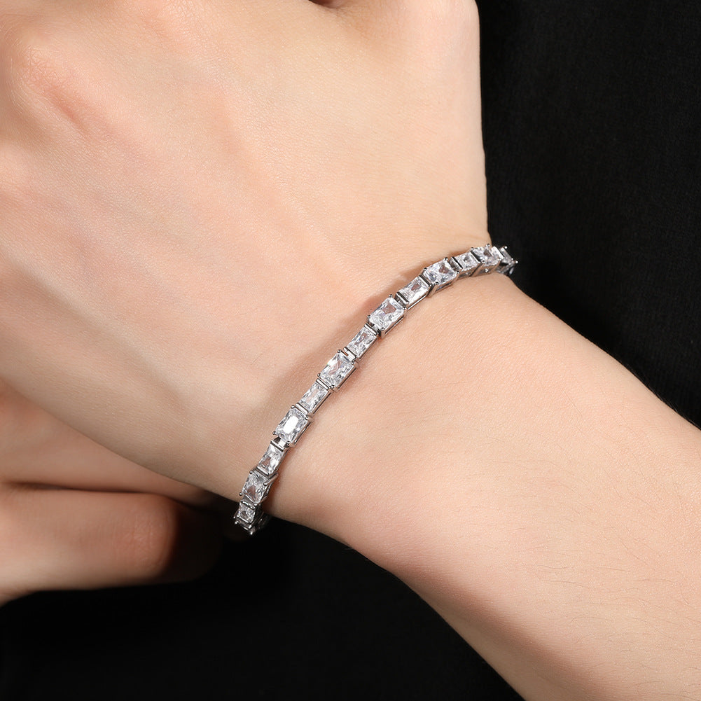 Zircon Encrusted Tennis Chain – Hip-Hop Silver & Emerald Green