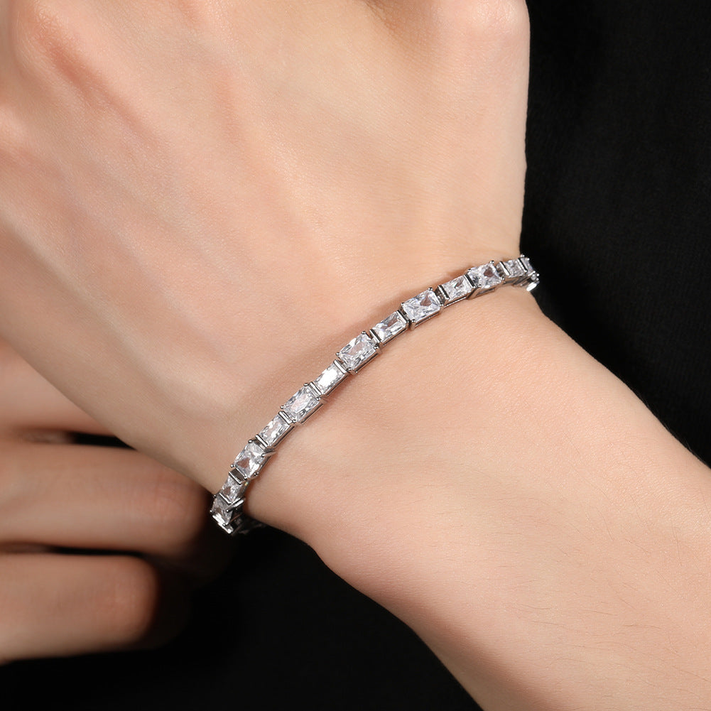 Zircon Encrusted Tennis Chain – Hip-Hop Silver & Emerald Green