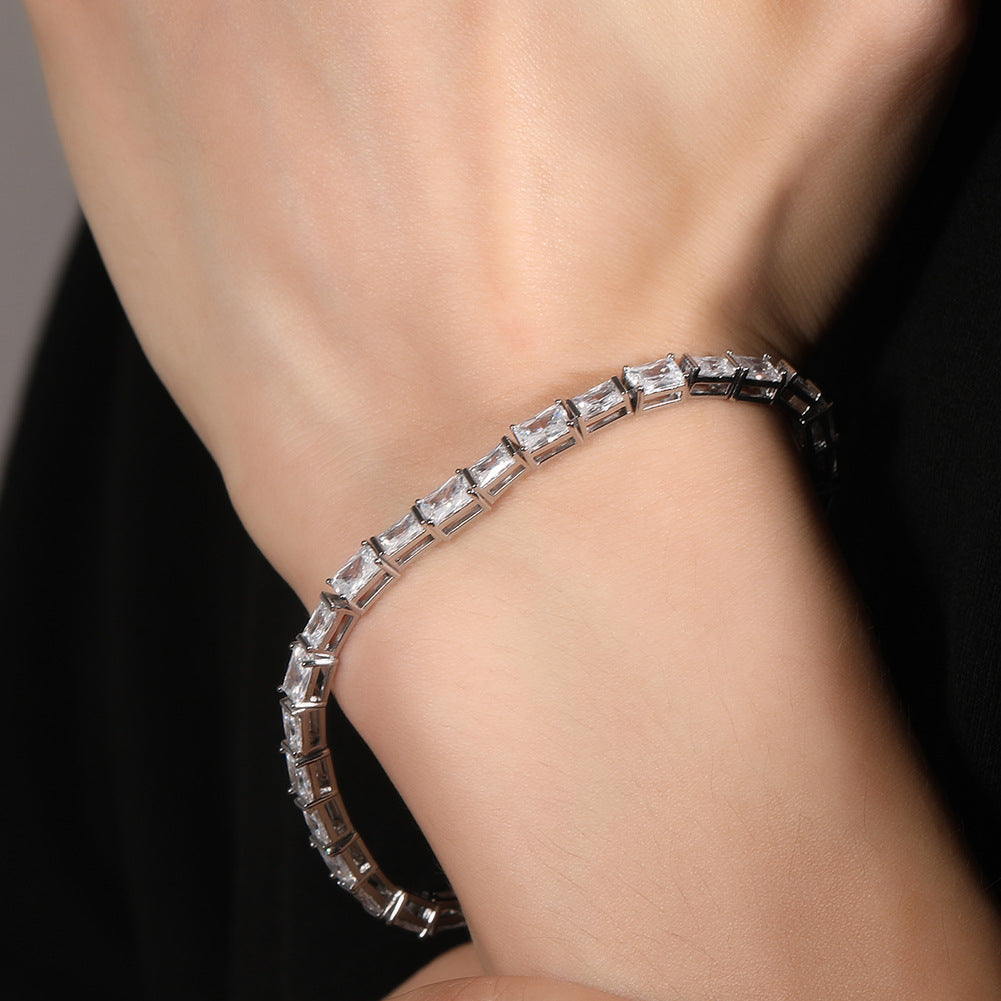 Zircon Encrusted Tennis Chain – Hip-Hop Silver & Emerald Green
