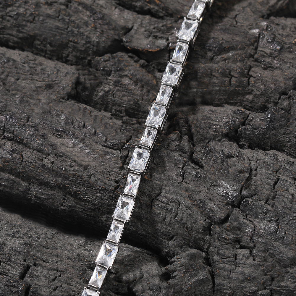 Zircon Encrusted Tennis Chain – Hip-Hop Silver & Emerald Green