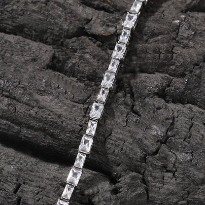 Zircon Encrusted Tennis Chain – Hip-Hop Silver & Emerald Green