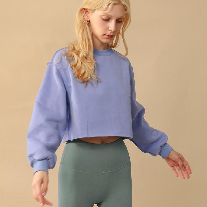 Fleece-Lined Cropped Sweatshirt – Women's Yoga & Fitness Top - Complete Your Meditation Wear