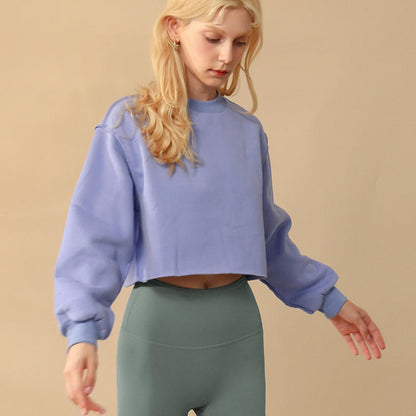 Fleece-Lined Cropped Sweatshirt – Women's Yoga & Fitness Top - Complete Your Meditation Wear