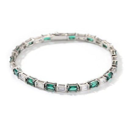 Zircon Encrusted Tennis Chain – Hip-Hop Silver & Emerald Green