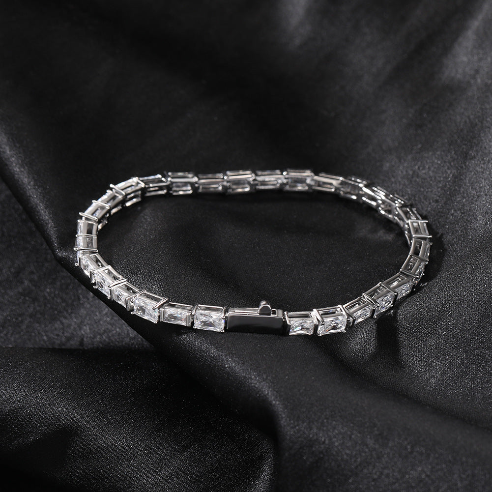 Zircon Encrusted Tennis Chain – Hip-Hop Silver & Emerald Green