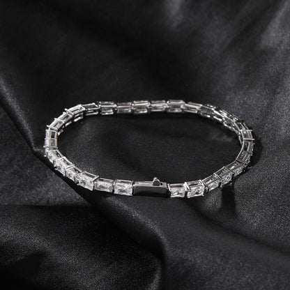 Zircon Encrusted Tennis Chain – Hip-Hop Silver & Emerald Green