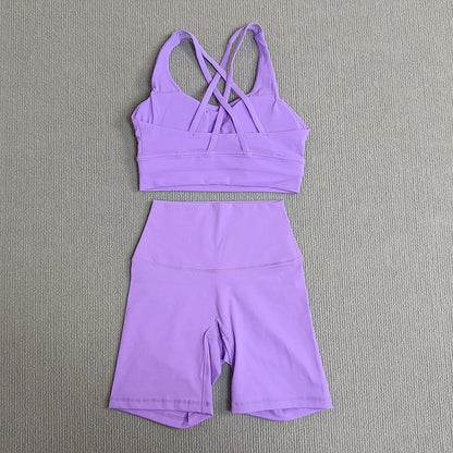 Women's Cross Back Yoga Set with Pockets