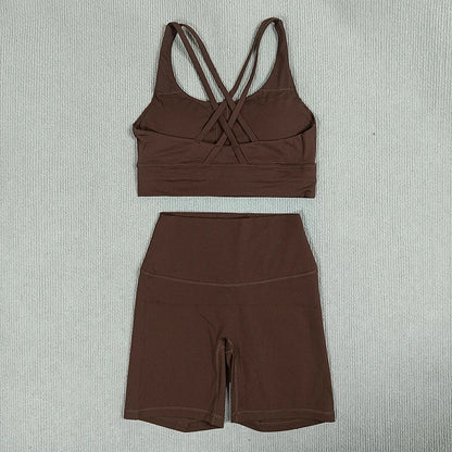 Women's Cross Back Yoga Set with Pockets