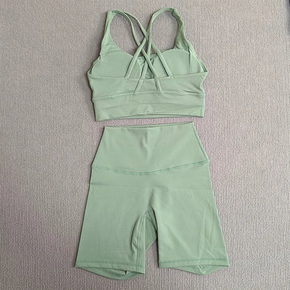 Women's Cross Back Yoga Set with Pockets