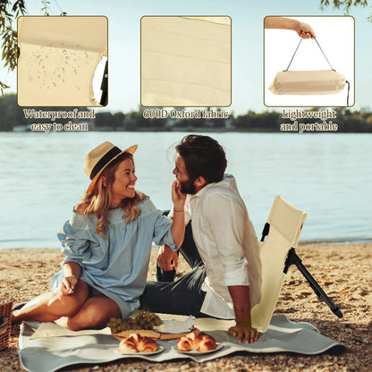 Foldable Oxford Cloth Camping Floor Chair – Portable Backrest for Beach, Picnic & Garden (Seat 15.9×16.1 in / 40.5×41 cm; Mat 31.1 in / 79 cm)