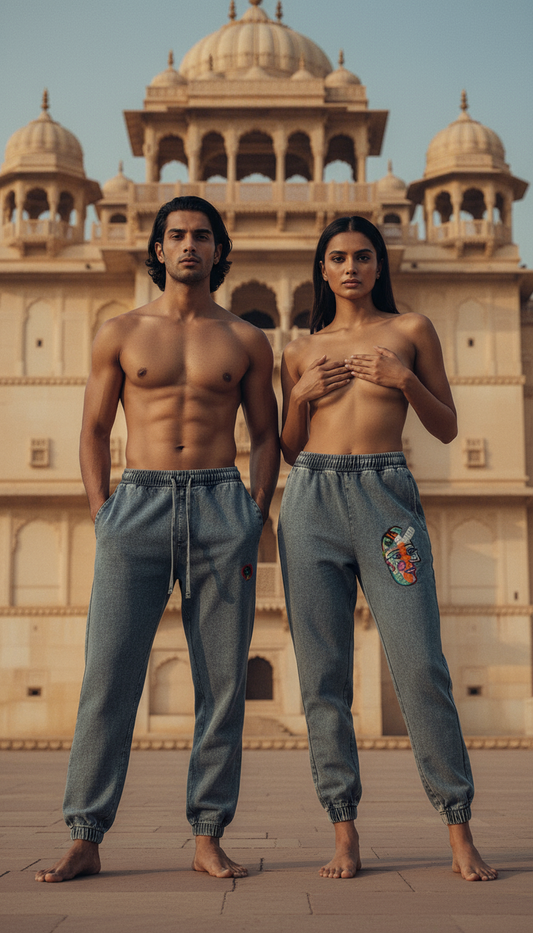 Love Bar Snow Wash Jogged Sweatpants- Functionality & Rebelion - Wear Art