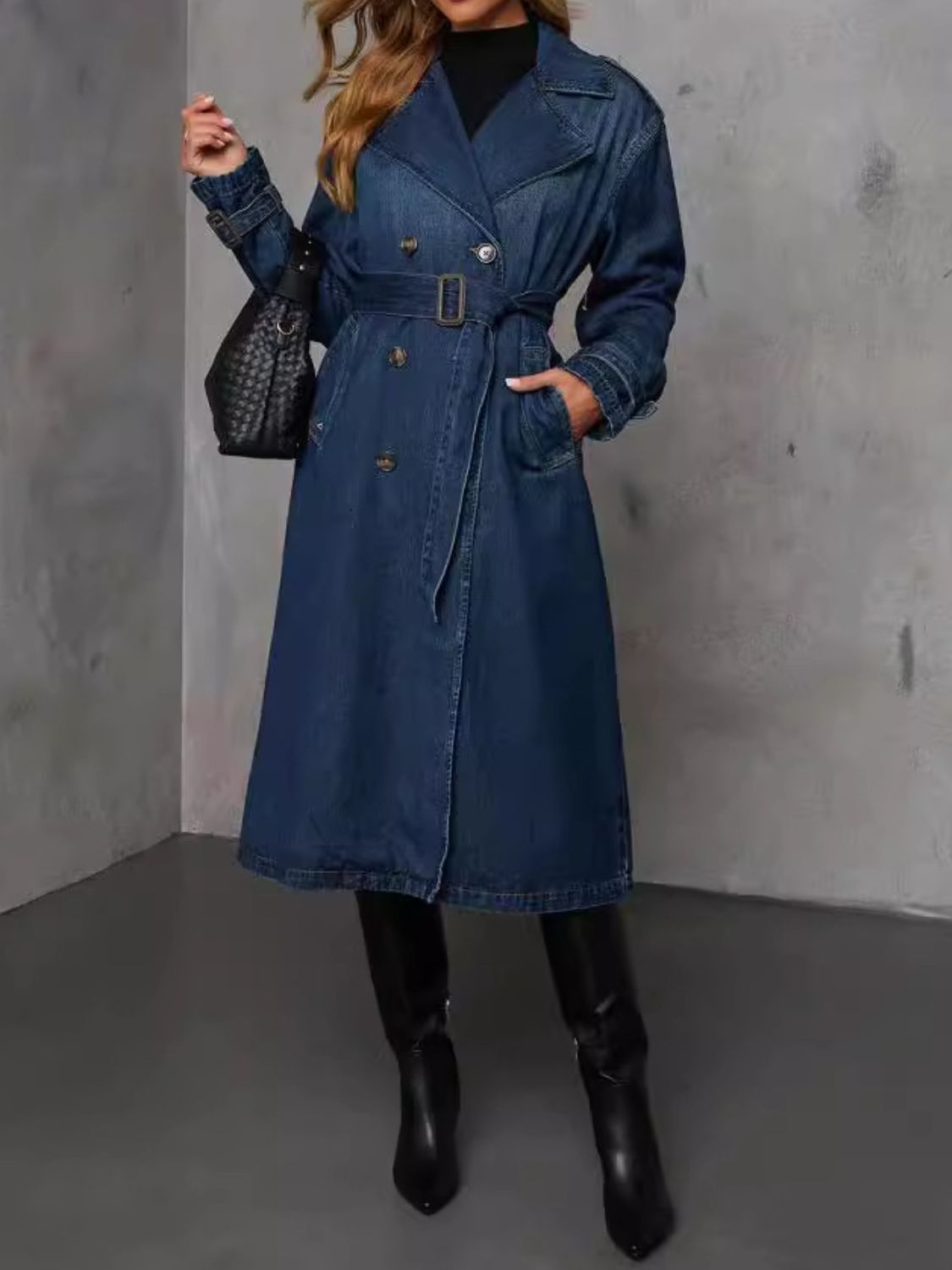 Button Up Long Sleeve Longline Denim Jacket - They Go Fast!