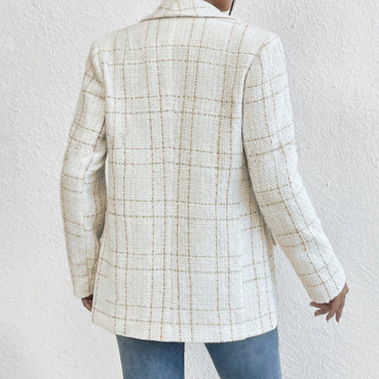 Women's Linen Suit Jacket – Solid Color Slim Fit