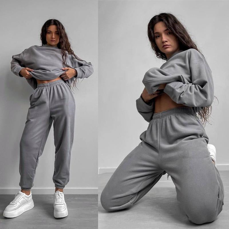 Women's Crewneck Sweatshirt & Jogger Pants Two-Piece Set – Loose Fit - Ready for Dance class!