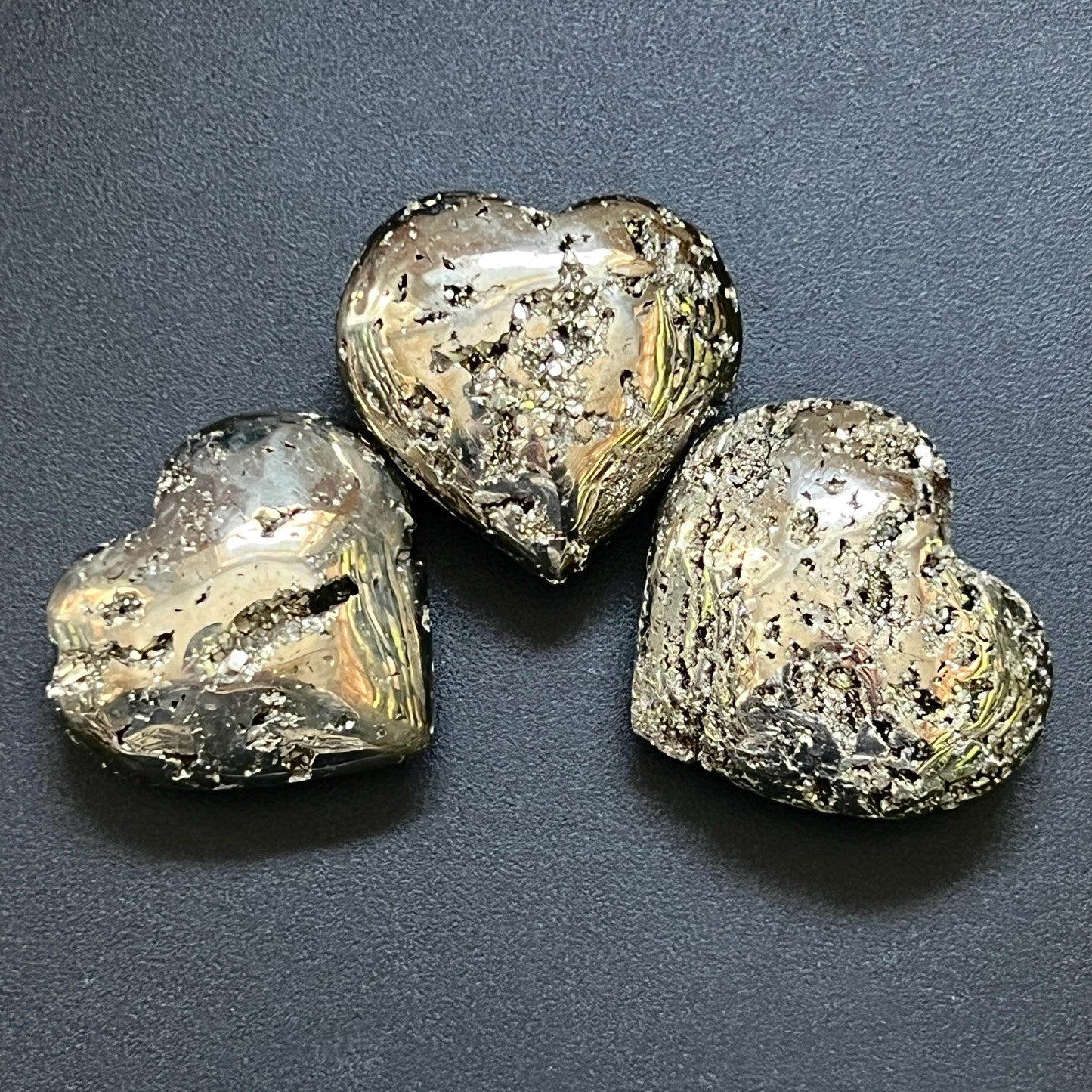Iron Pyrite Druzy Crystal Heart – Polished Puffy Carving