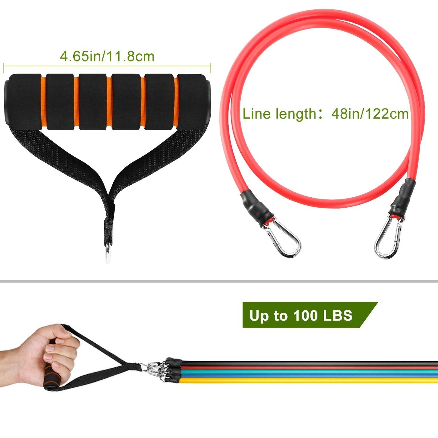 11-Piece Resistance Bands Set – Up to 100 lbs