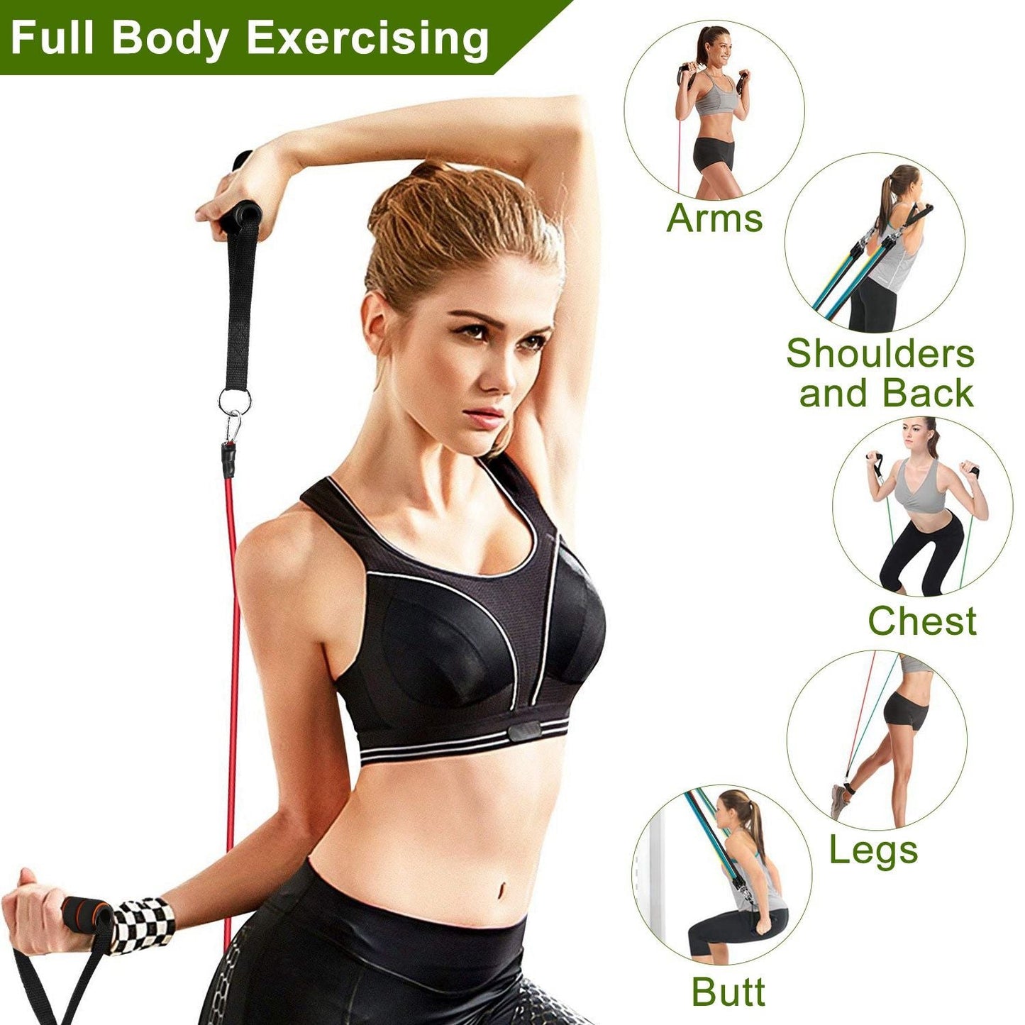 11-Piece Resistance Bands Set – Up to 100 lbs