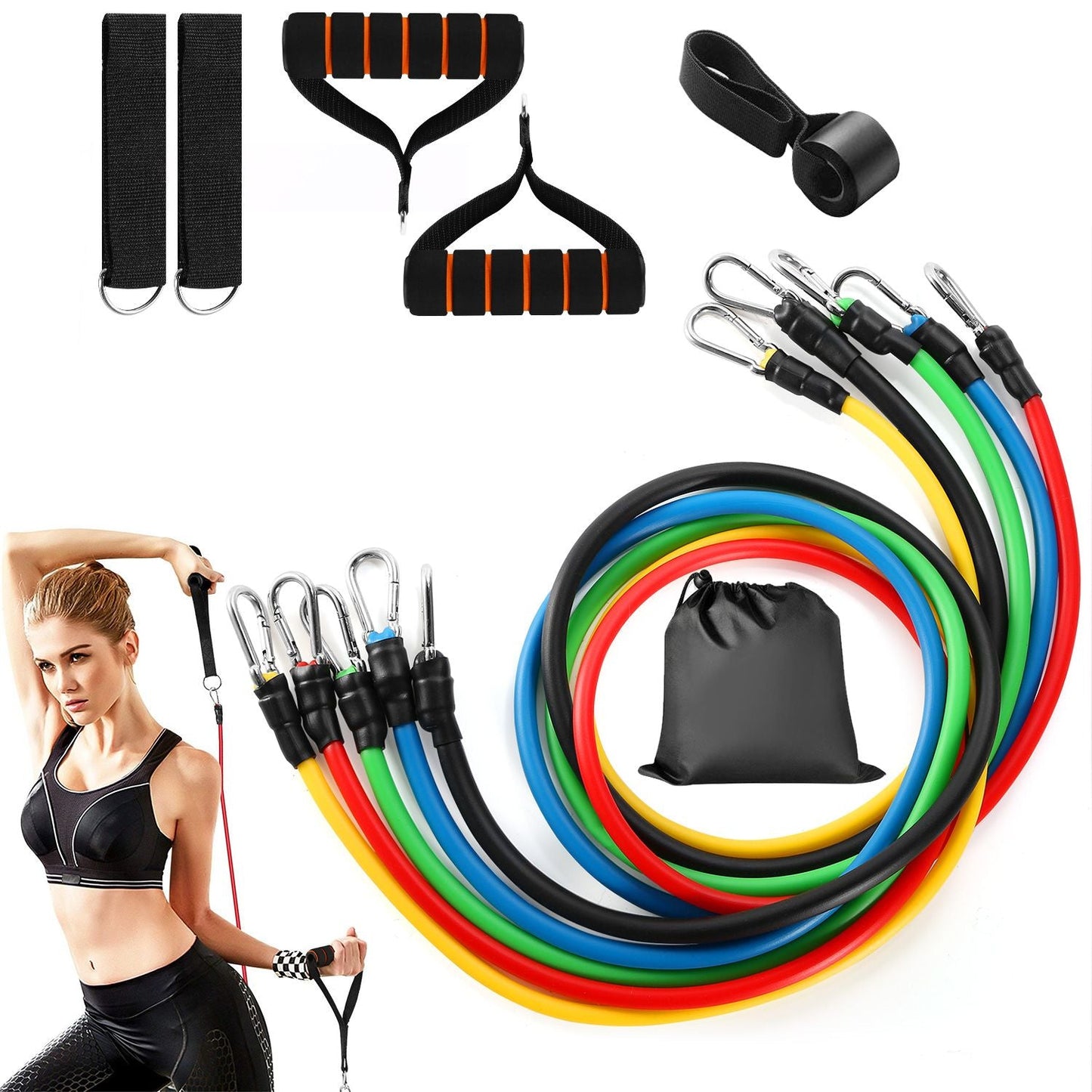 11-Piece Resistance Bands Set – Up to 100 lbs